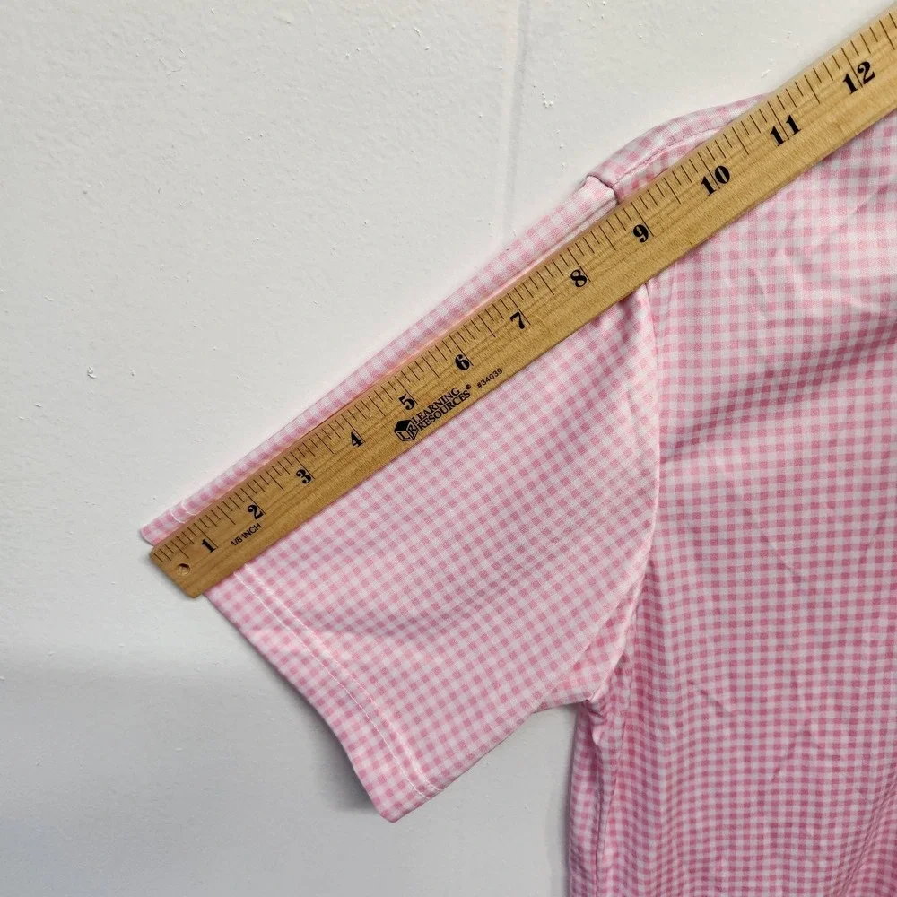 Collars &‎ Co. Polo Shirt Mens Small Pink White Dress Collar Gingham Check Golf
